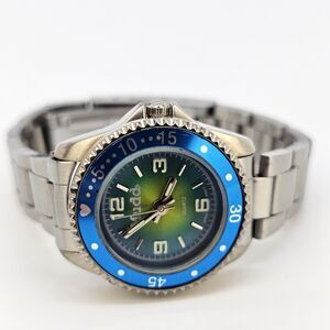 Mudd Women's Watch 27MM Multicolor Dial Gray Bracelet Band 6" New Battery